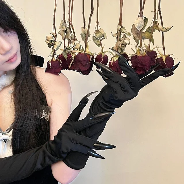 Guanti Halloween Con Unghie Lunghe - Neri, In Poliestere, Per Costumi E Feste A Tema - Foto 12
