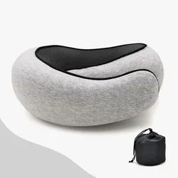 Ergonomic Memory Foam Travel Neck Pillow - Snail Style Portable Comfort (Light Gray)