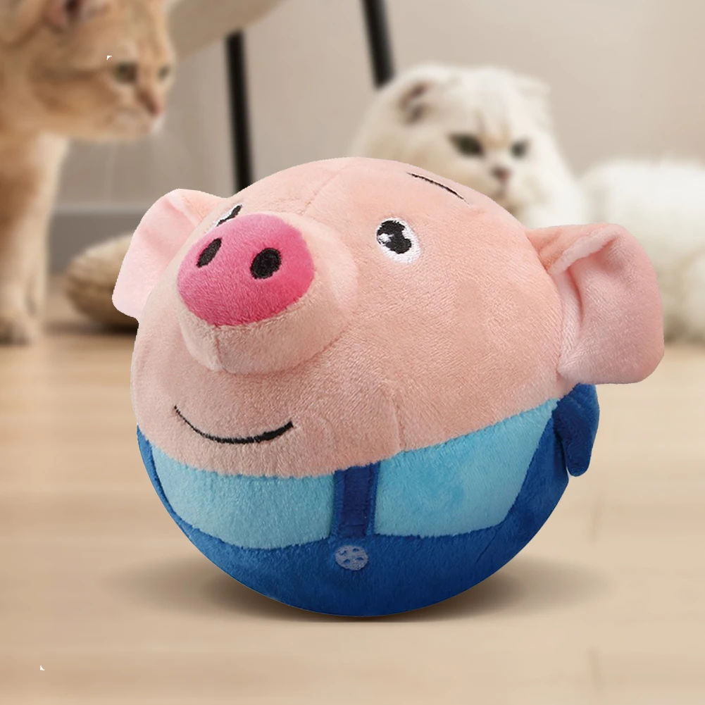 전자 애완견 장난감 음악 진동 바운싱 볼 물린 강아지 공, 움직이는 애완 동물 봉제 노래 개 씹는 스퀴커 개 장난감