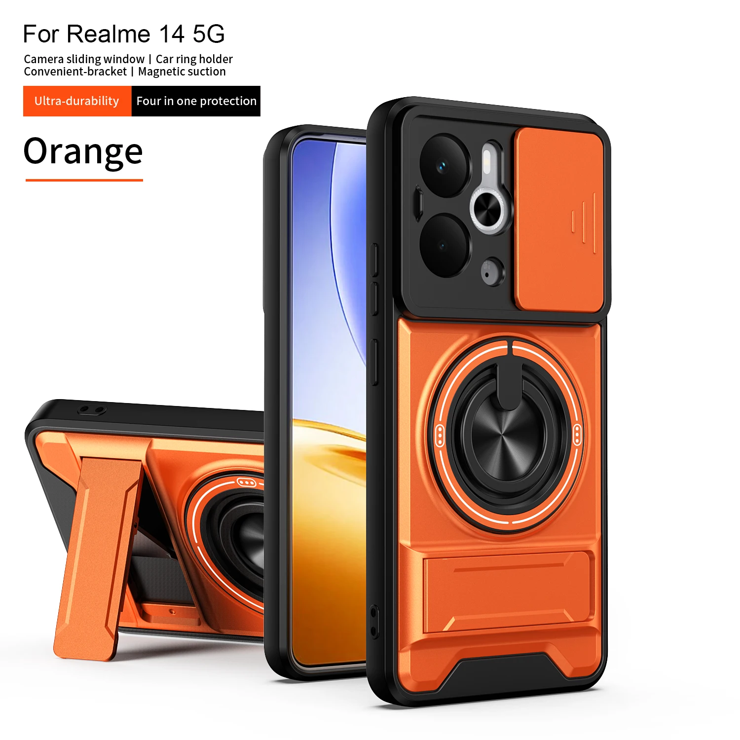 Enhanced Protective Magnetic Armor Phone Case with Foldable Holder and Camera Protection