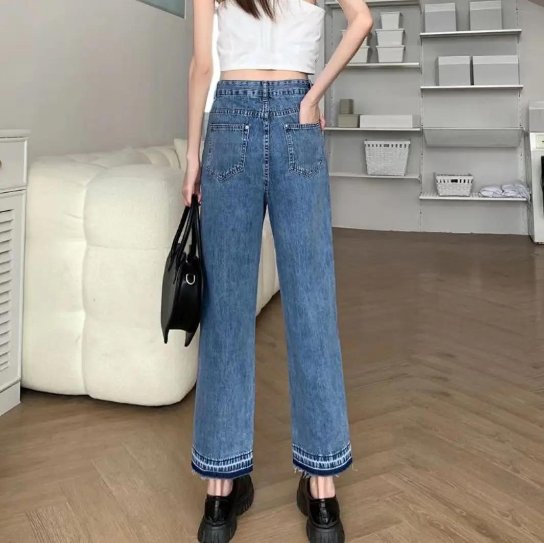 

Y2K Women's vintage high-waisted split straight leg jeans traf wide leg niners pantalones de mujer 한국인 리뷰 많은 옷 baggy jeans