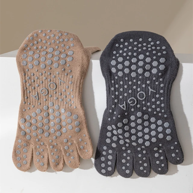 1 Pairs New Five Toe Silicone Non-Slip Yoga Socks Soft Breathable Ballet Dance Ladies Fitness Sports Sock Anti-Slip Pilates Sock 5