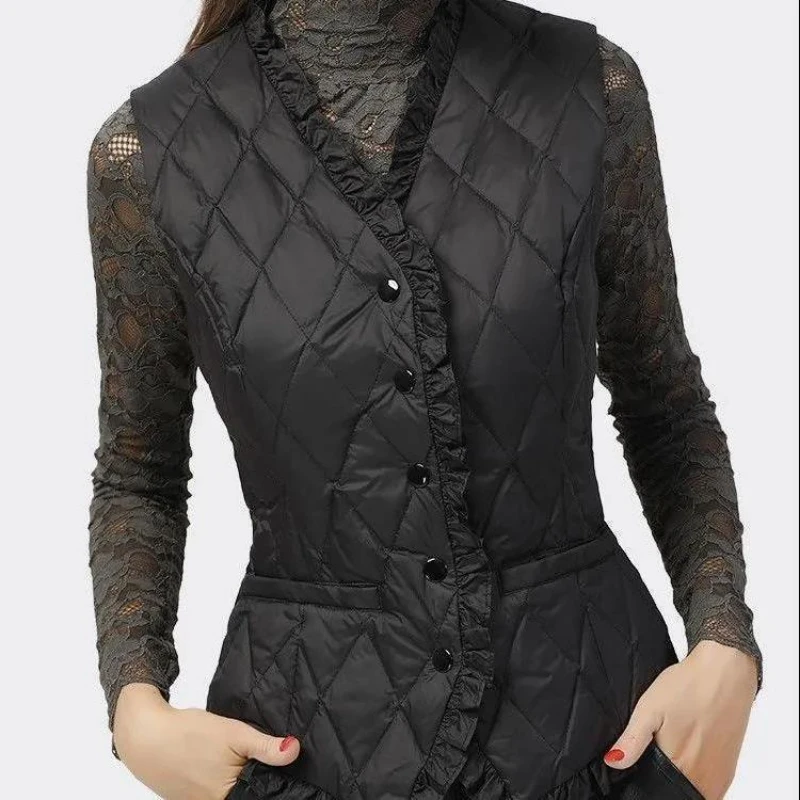 

Winter Women's Jacket Down Cotton Vest Slim Coat Sleeveless Cardigan Warm High End Luxury Designer Clothing Tops