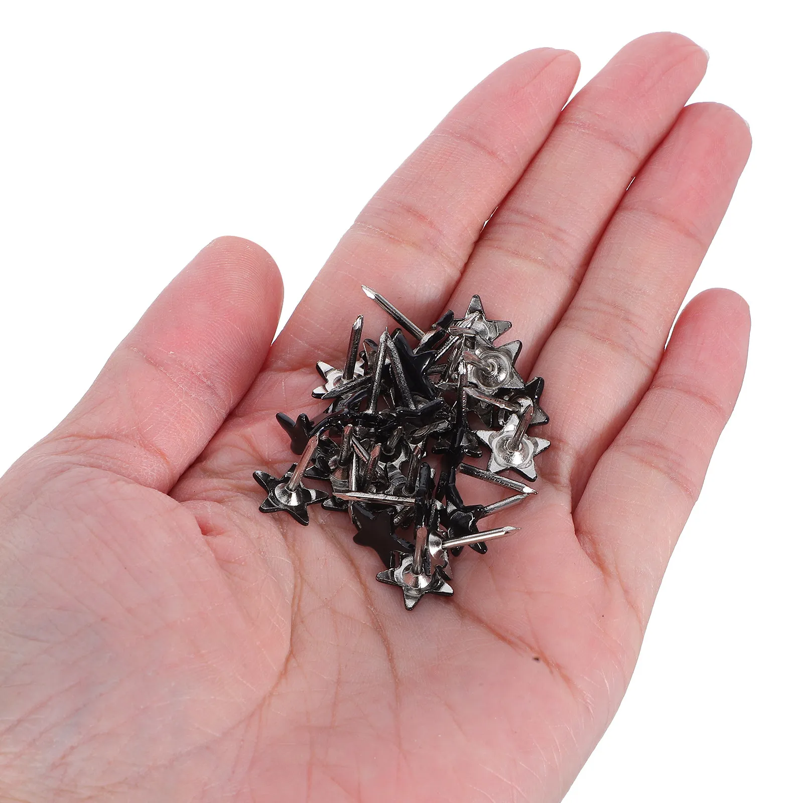 100개 별 모양 금속 플랫 헤드 푸시핀 장 코르크 보드 게시판 사진 벽 지도 핀