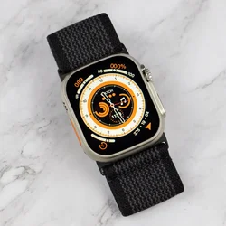 Braided Nylon Elastic Strap - Adjustable Wide Loop Band for 42mm (Black Black)