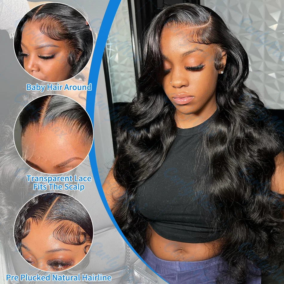 Body Wave Lace Front human hair wig 30 40 Inch 13x4 250% Brazilian Water Wave 13x6 HD Transparen Lace Frontal For Women