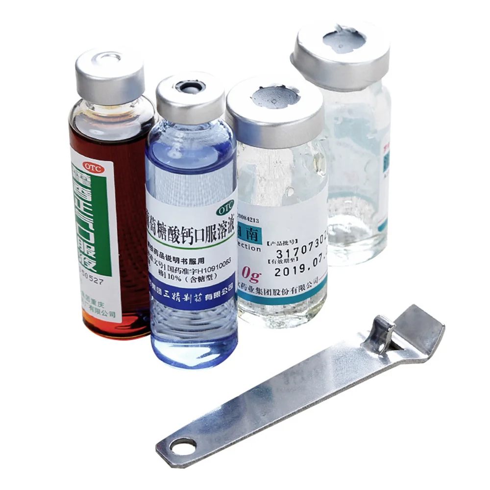 Description Picture 4 of item1/4PCS Bottle Opener Stainless Steel Oral Liquid Vial Opener Household Portable Beer Bottles Oral Liquid Can Open Kitchen Gadget