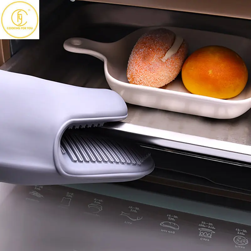 1 Pcs Thick Heat Resistant Microwave Glove BBQ Oven Baking Hot Pot Silicone Mitts Kitchen Cooking Silicone Mitten Glove Bakeware