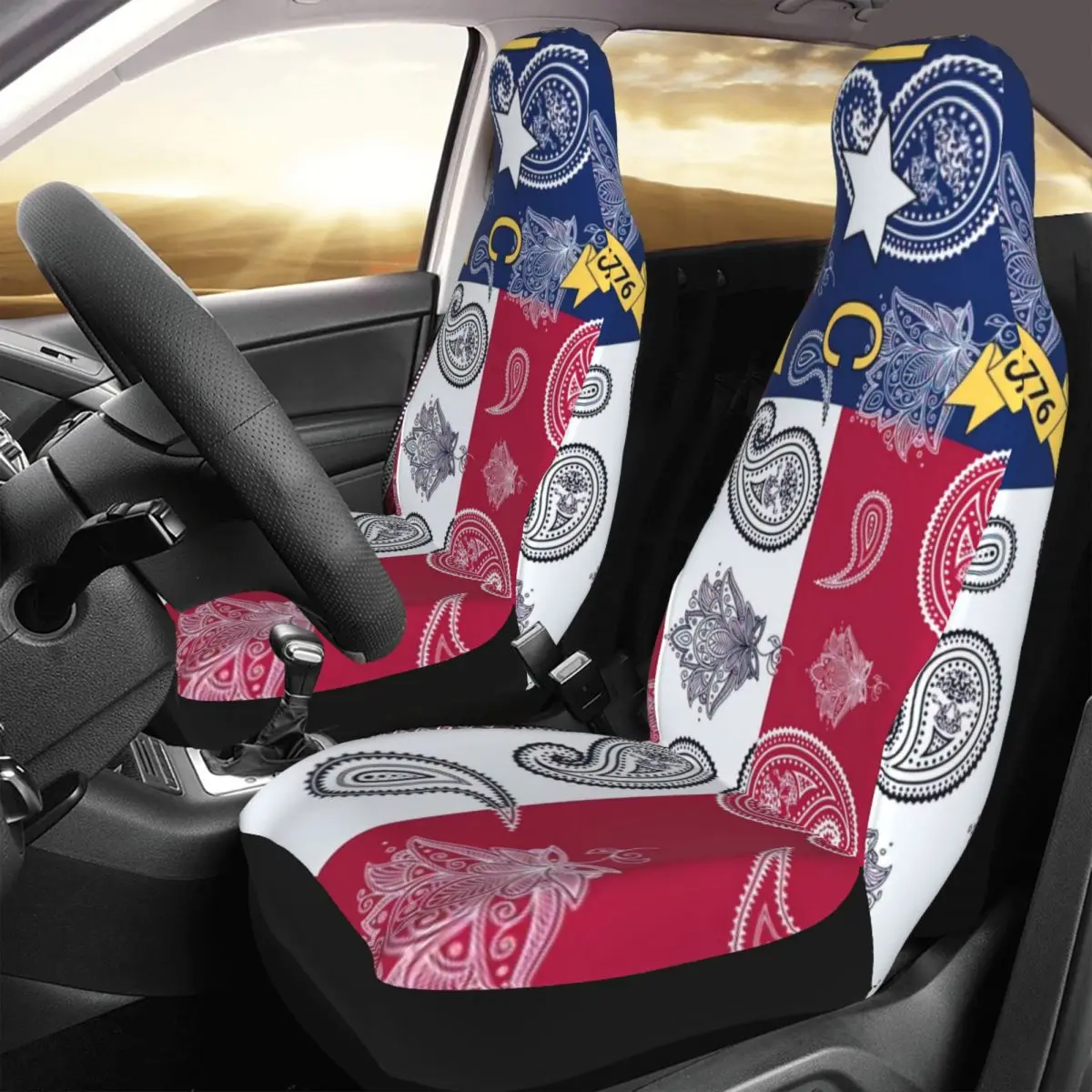 

North Carolina State Flag Car Seat Cover Custom Printing Universal Front Protector Accessories Cushion Set