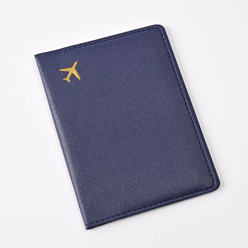 PU Leather Solid Color Passport Holder Women Men Passport Cover Flight Ticket Clip Multifunctional Passport Wallet Id Holder