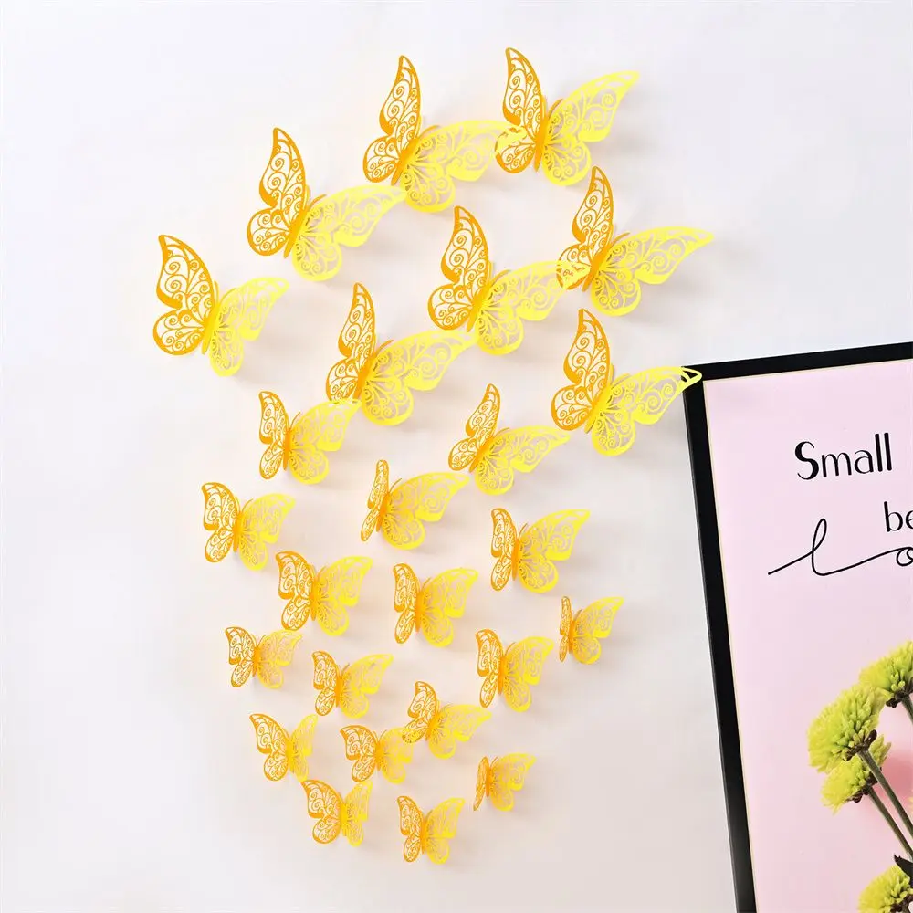 12PCS Party Decoration Wedding Butterflies Art Wall Art Decor Wall Decals 3D Butterfly Stickers Hollow Butterflies Decals,Butterfly Wall Decor,3d Stickers,3d Wall Stickers