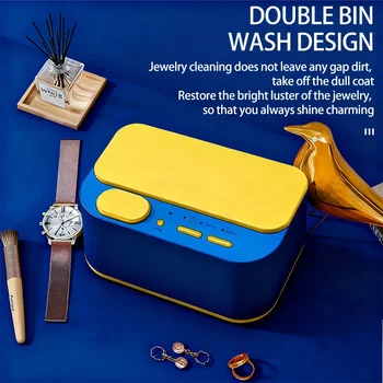 Ultrasonic Cleaner 48Khz Double Bin Vibration Full Cleaning Jewelry Machine Adjustable for Household 1