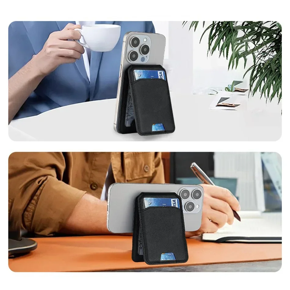 Wallet Card Holder Magsafe Phone Stand PU Leather Magnetic Card Holder Phone Cases Bracket Stand with Kickstand for IPhone 13/14/15/16 wallet card holder