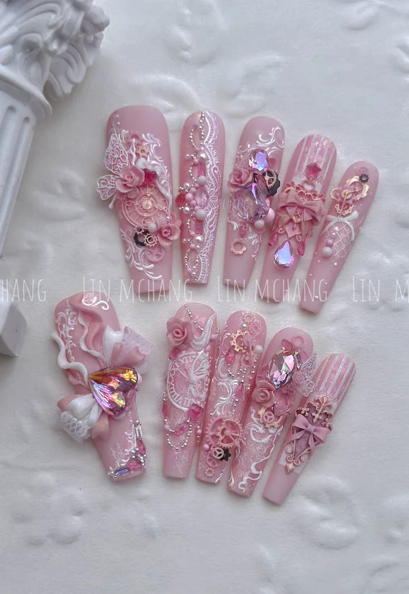1pc Nail Art Mold Lolita Bow Mushroom Crow Chain Rose Snake Lotus Bear 3D Acrylic Nail Decorations DIY Silicone Nails Products