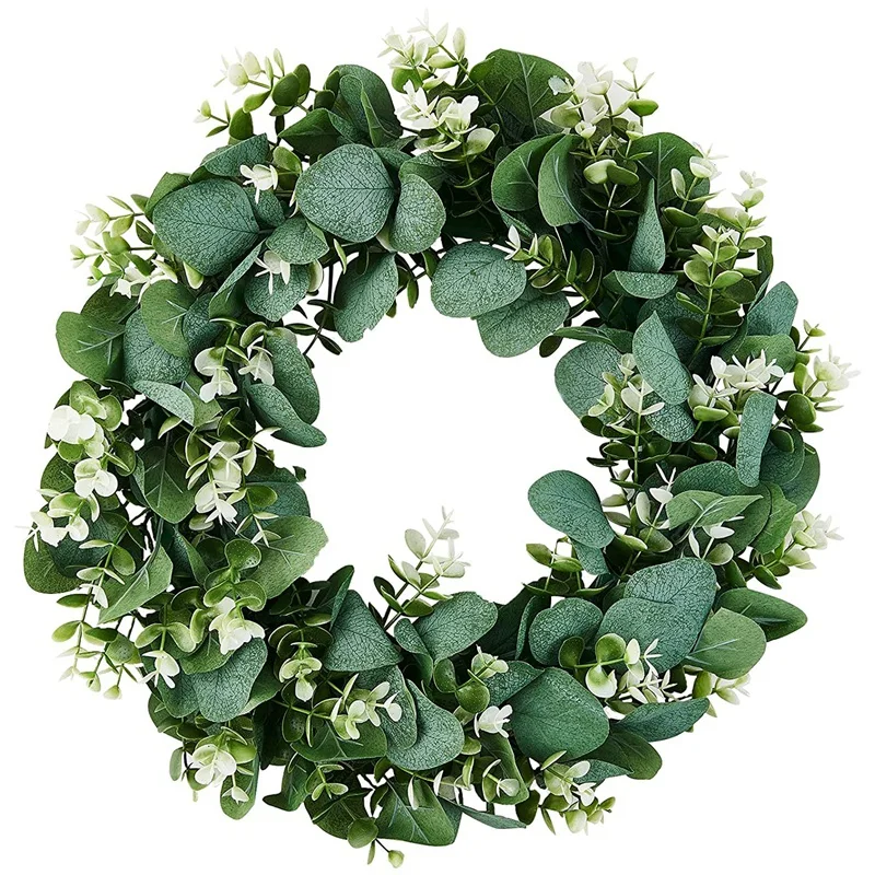 

17.72 Inch Wreaths For Front Door, Artificial Eucalyptus Wreath For Front Door Spring Wreath For All Seasons Outdoor