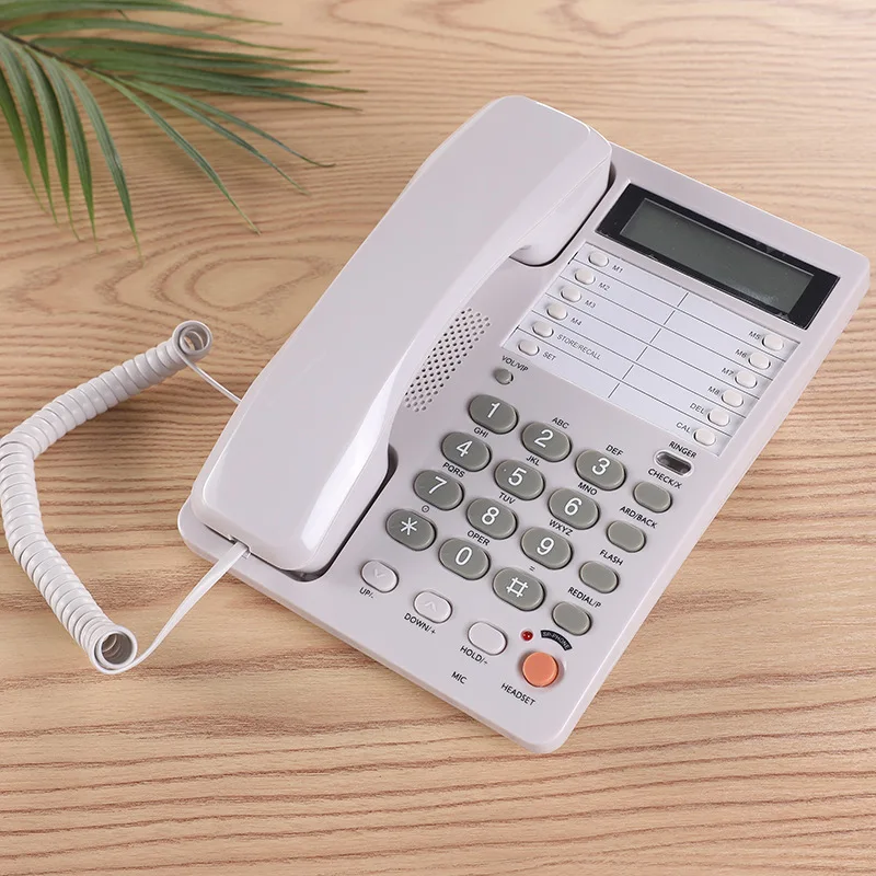 

Corded Office Telephone Hands Free Caller ID Landline Phone with Speaker Ivory Analog Desktop Telephones with Memory for Home