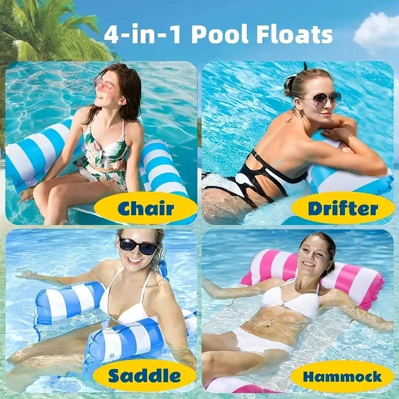 1PC Inflatable Float Hammock – Perfect for Adults Poolside Lounging and Summer Water Play Accessories Beach games & Inflatables Beach Toys and Leisure Accessories