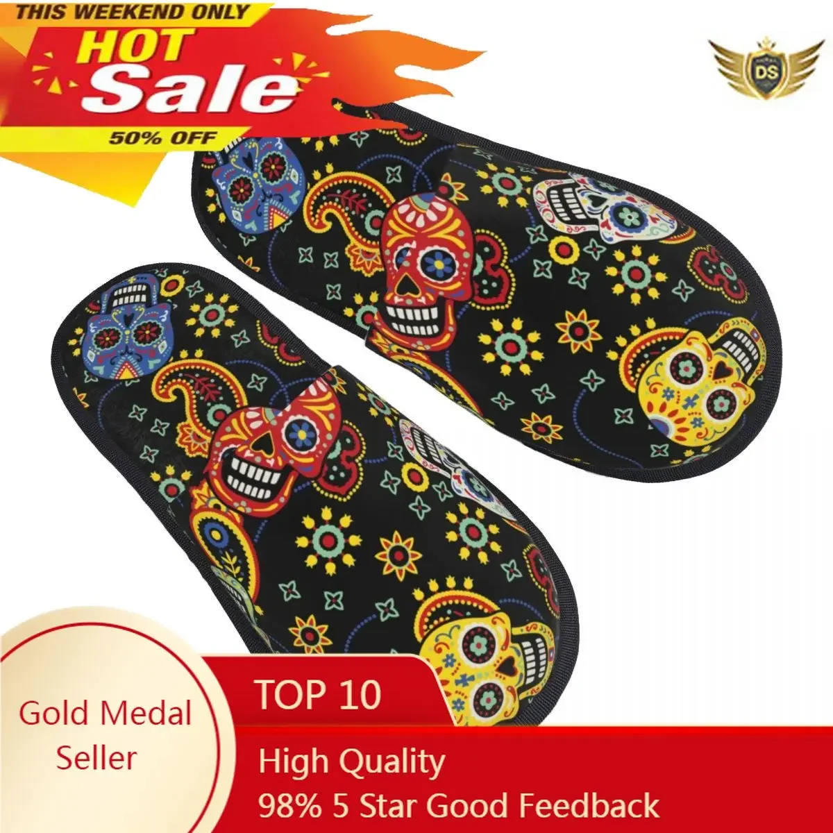 

Fur Slipper For Women Men Fashion Fluffy Winter Warm Slippers Cute Day Of The Dead Skulls With Bandana Paisley House Shoes
