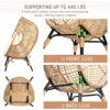 2 Pieces Egg Chair Wicker Patio Egg Chair with Ottoman Rattan Teardrop Cuddle Cocoon Chair for Indoor Outdoor Bedroom Porch Back 3