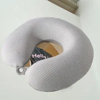 2025 new knitted striped U-shaped neck pillow multi-function travel aircraft portable use pillow 2