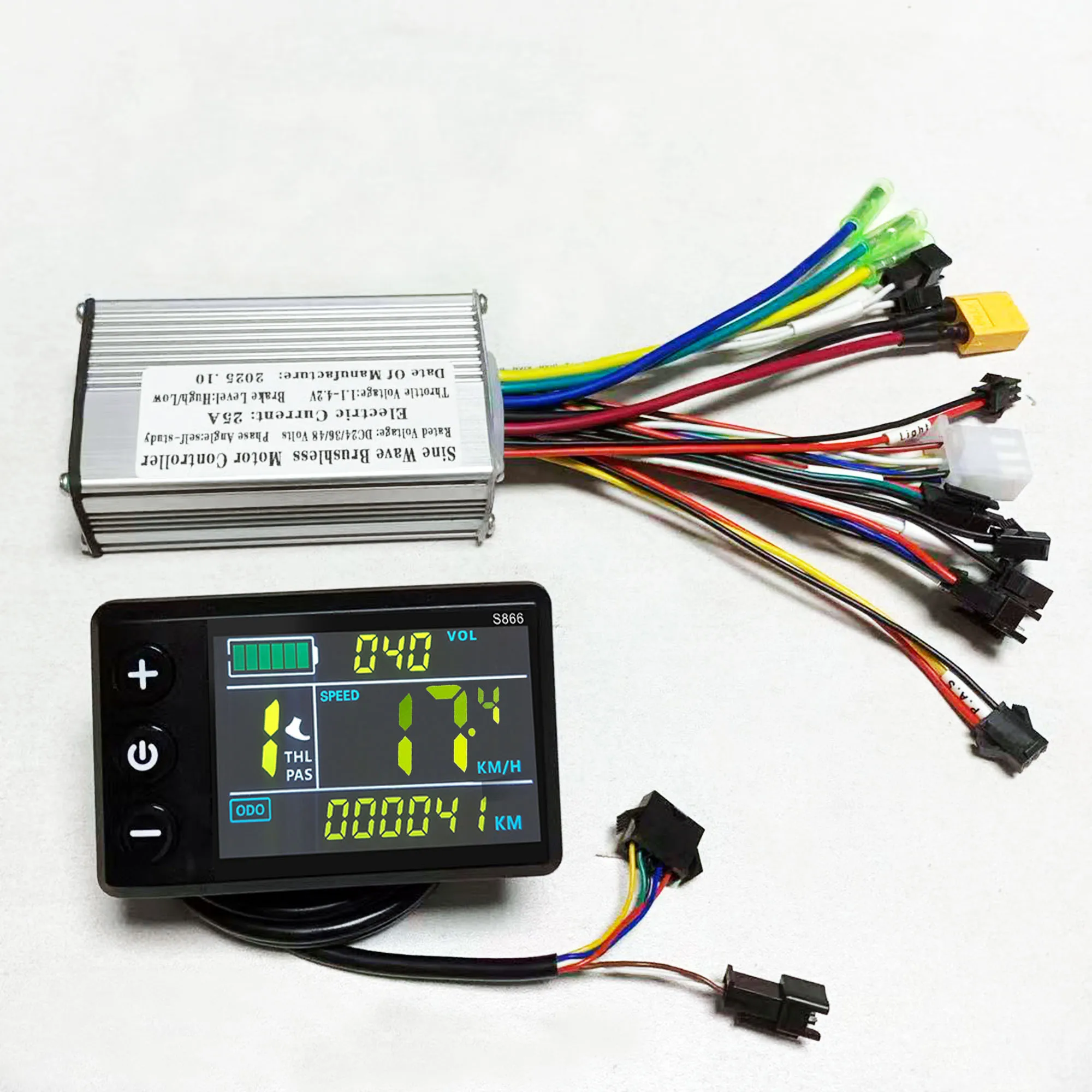 24V36V48V sine wave brushless motor controller 250W 350W-500W with S866 color LC