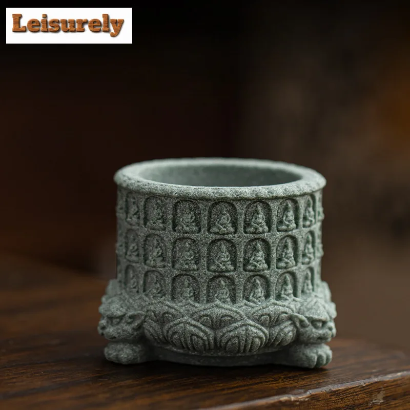 Green Sandstone Thousand Buddha Lotus Incense Holder Incense Smoke Waterfall Incense Burners Aromatherapy Censer Home Craft Gift