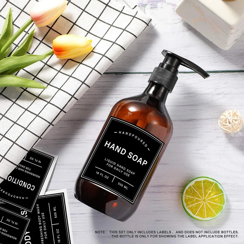 Bathroom Labels Sticker Set 6/7/8PCS Waterproof For Bottle