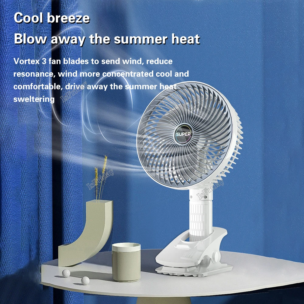 Rechargeable Clip Ceiling Portable Fan Handheld USB Charging Wireless Electric Fan 4 Speed