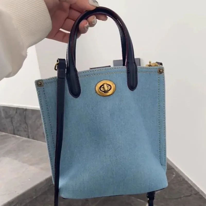 Spring And Summer New Mini Denim Bag Fashion Retro Handbag Denim Blue Crossbody Bag Korean Version Vegetable Basket Bag