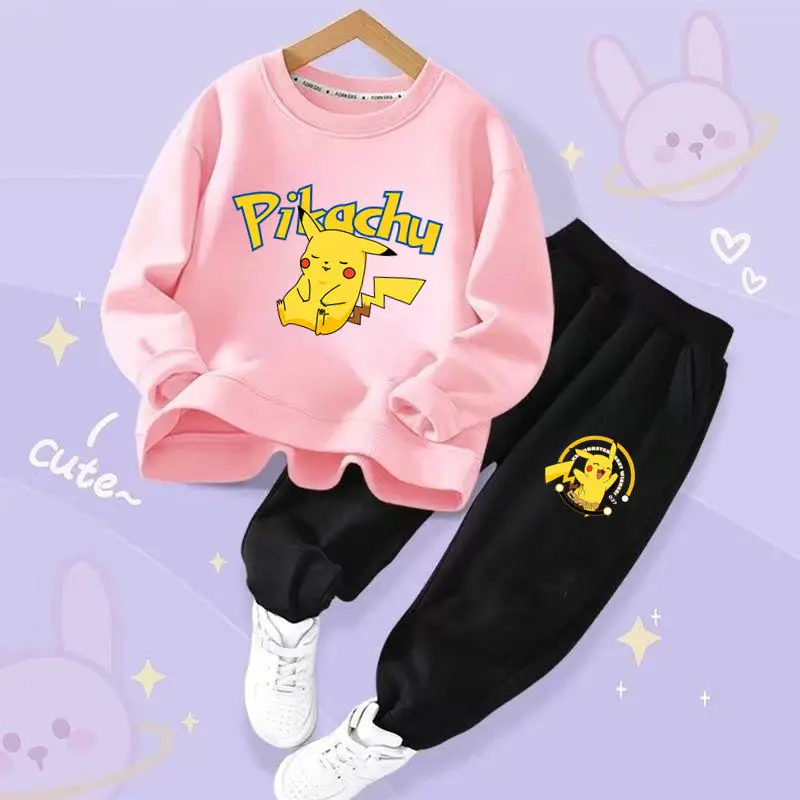 

Pokemon Pikachu Girls Suit Spring Autumn Anime Cartoon Fashionable Comfortable New Long-sleeved Autumn Hoodie Children's Clothes