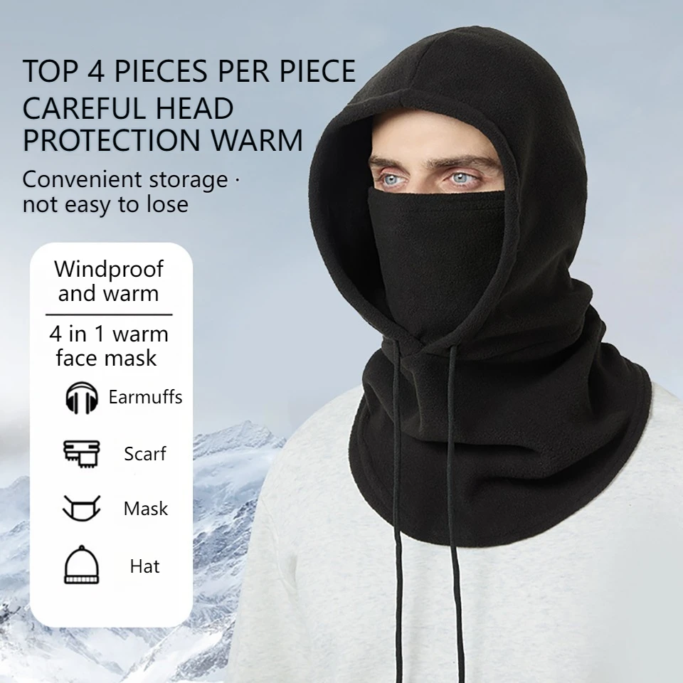 GTUBIKE Winter Thermal Ski Mask Full Face Head Coverings Snowboard Hooded Scarfs Outdoor Sports Cycling Headgear Balaclava