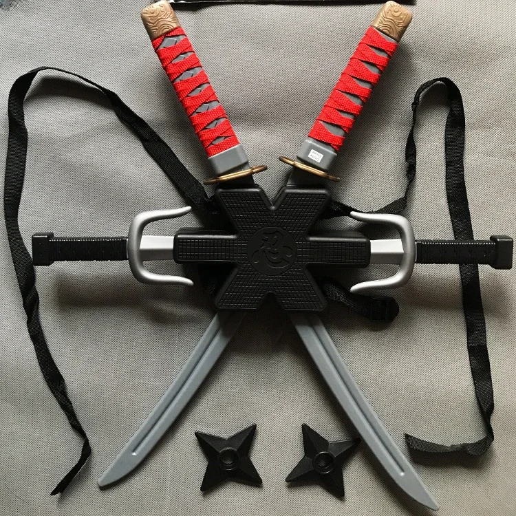 56cm Halloween Samurai Ninja Plastic Retro Long Knife Daggers 7 Pieces in A Set Deadpool Cos Double Sword Costume Props Toys cosplay sword cosplay prop cosplay toy