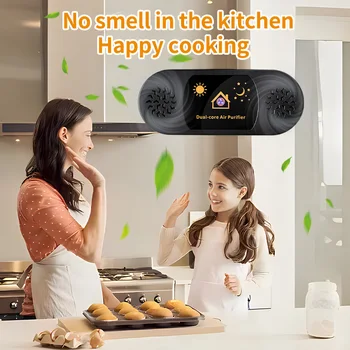 Dual-Core Kitchen Air Purifier | 3-in-1 Odor Removal, No Filters Needed | Smart Sensor for Smoke & Cooking Smell | Home & Commer 1