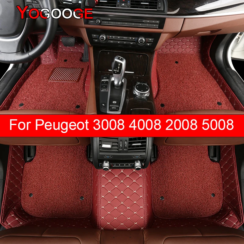 YOGOOGE Car Floor Mats For Peugeot 2008 3008 4008 5008 Foot Coche Accessories Carpets
