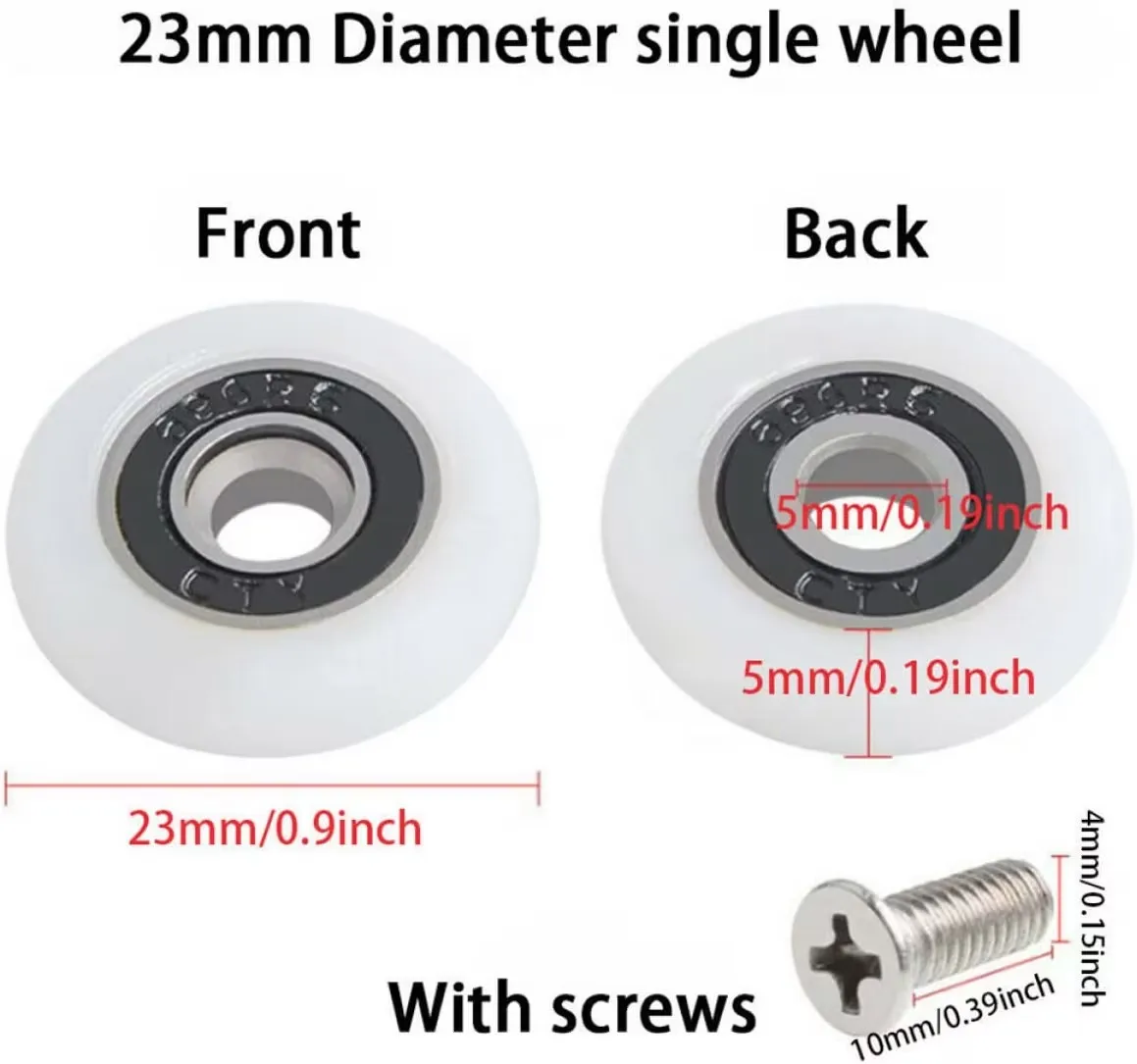 8pcs Shower Door Rollers /Runners/Wheels 19mm Wheel Diameter Replacement Part(19mm-27mm)