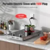 Electric Cooktop 2 Burners, Knob Control, Plug in Electric Stove 110v, 2000w, 9 Power Levels, Countertop & Built-in Ceramic Cook 2