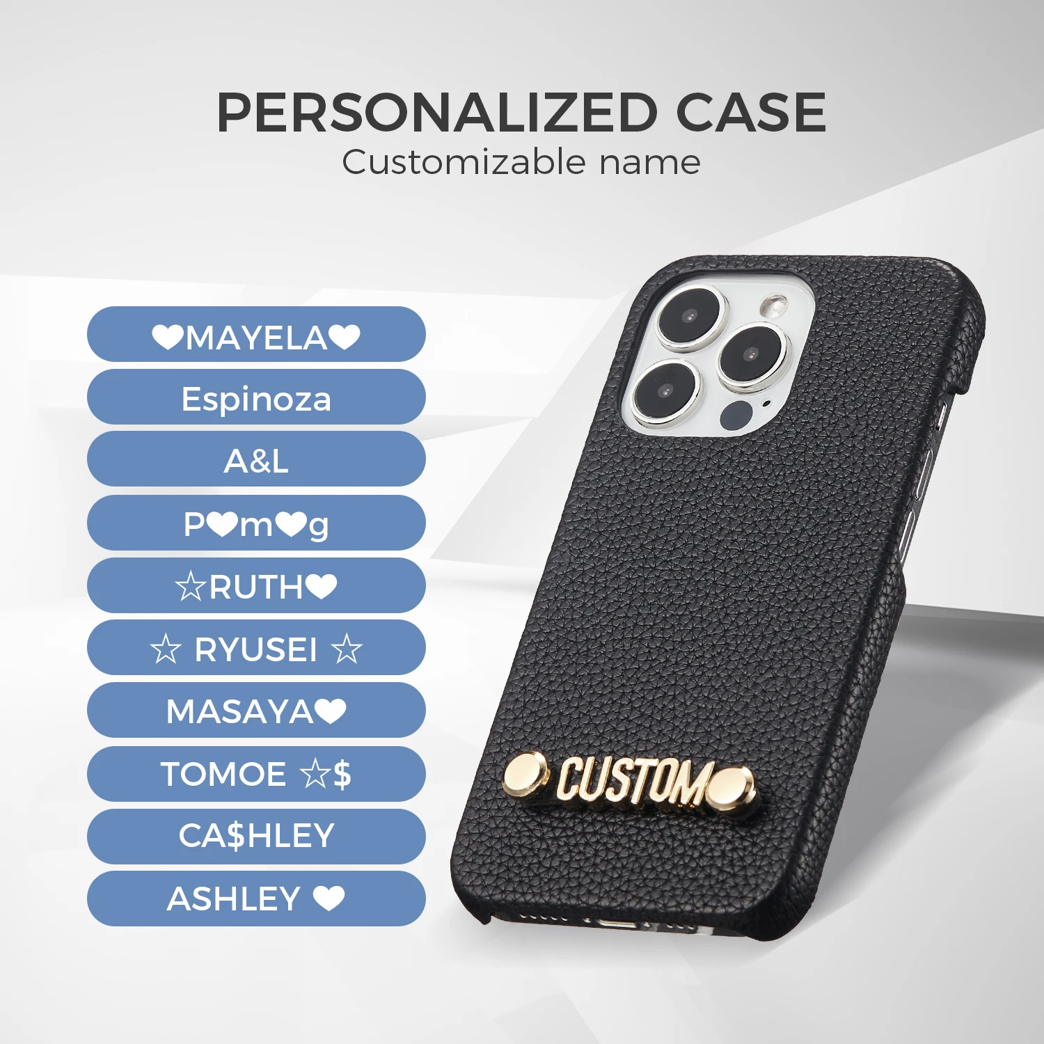 Personalized Custom Name Cute MIni Letters Luxury Leather Phone Case For IPhone15 14ProMax 14Plus 13Promax 13 12 11 XR 7P Cover