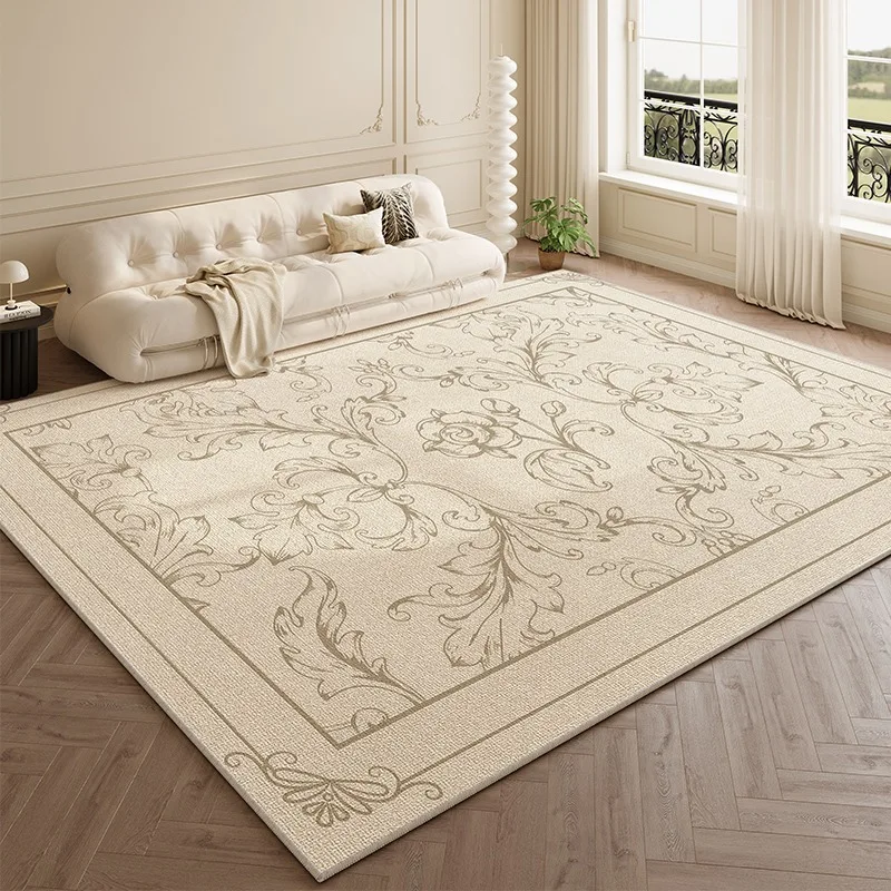 French Living Room Carpet Beige Lines Light Luxury High-end Retro Floor Mats Large Area Cream Style Bedroom Sofa Rug Ковер Tapis