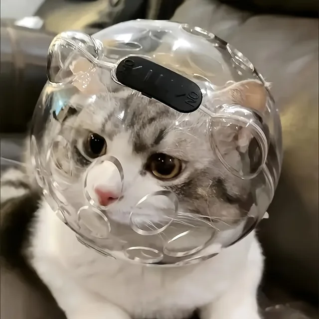 Breathable Cat Face Mask - Anti-Bite & Anti-Lick Round Pet Headgear for Grooming Bathing & Shedding ABS Material Claw Protector