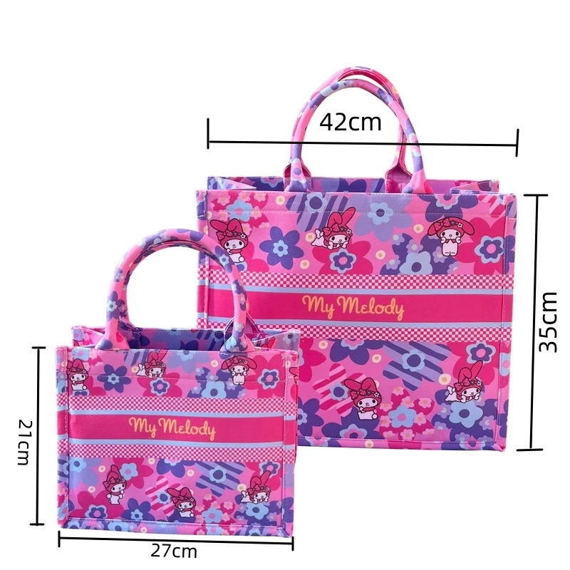 Sanrio Hello Kitty Y2k Large Capacity Handbag Felt Cartoon Scrawl Tote Bag Women Top-Handle Bags Kawaii Design Travel Tote