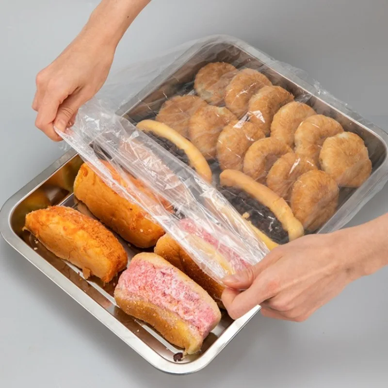 Food Cover 38/50/70/100/120cm Disposable Food Cover Saran Wrap Elastic Platic Bags Fresh-keeping Cover Kitchen Storage