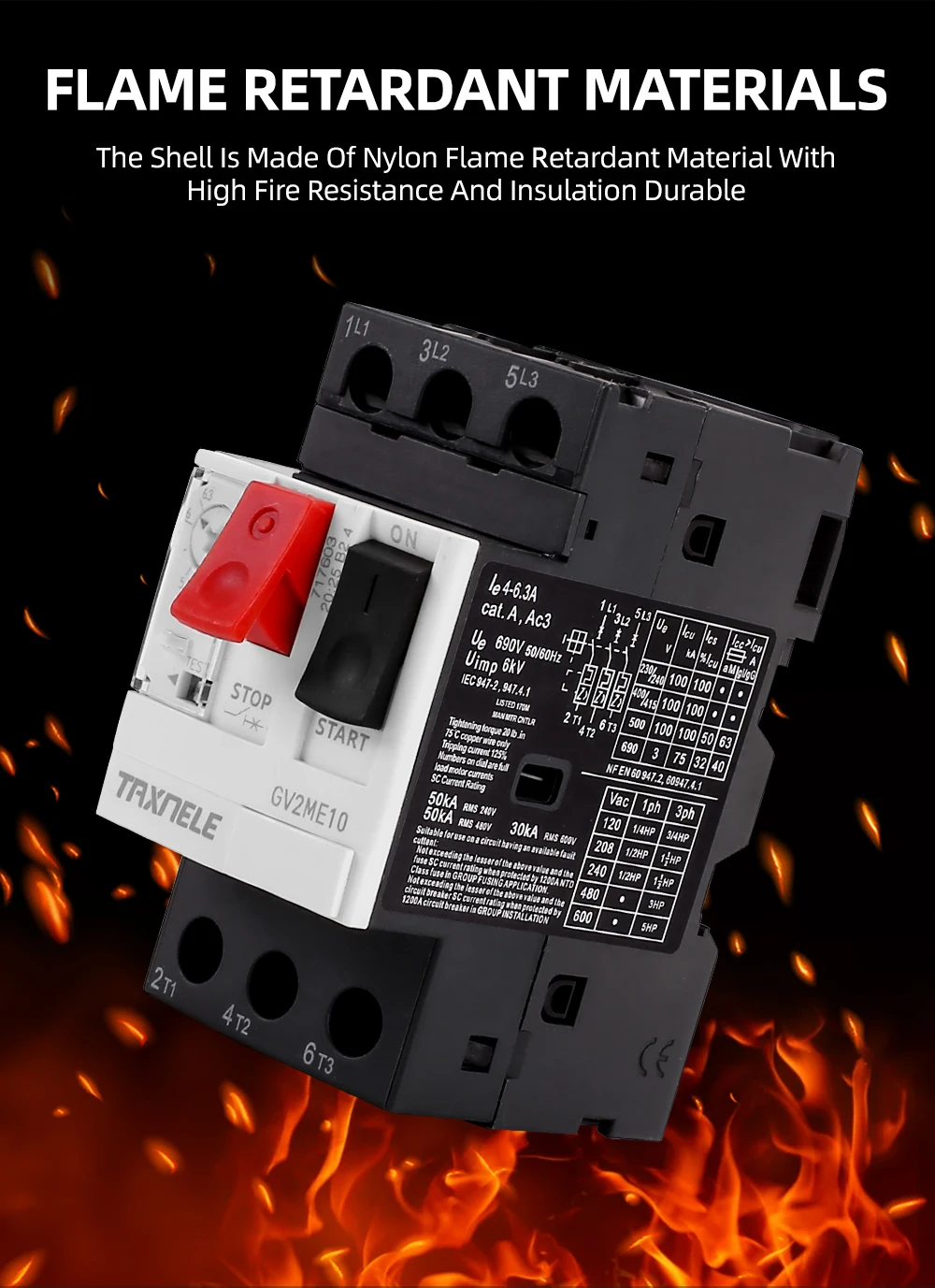 Description Picture 6 of itemGV2ME GV2 Motor Starter Protector Motor Circuit Breaker Overload Short Circuit Protection  3P Thermal Magnetic MPCB GV2-ME