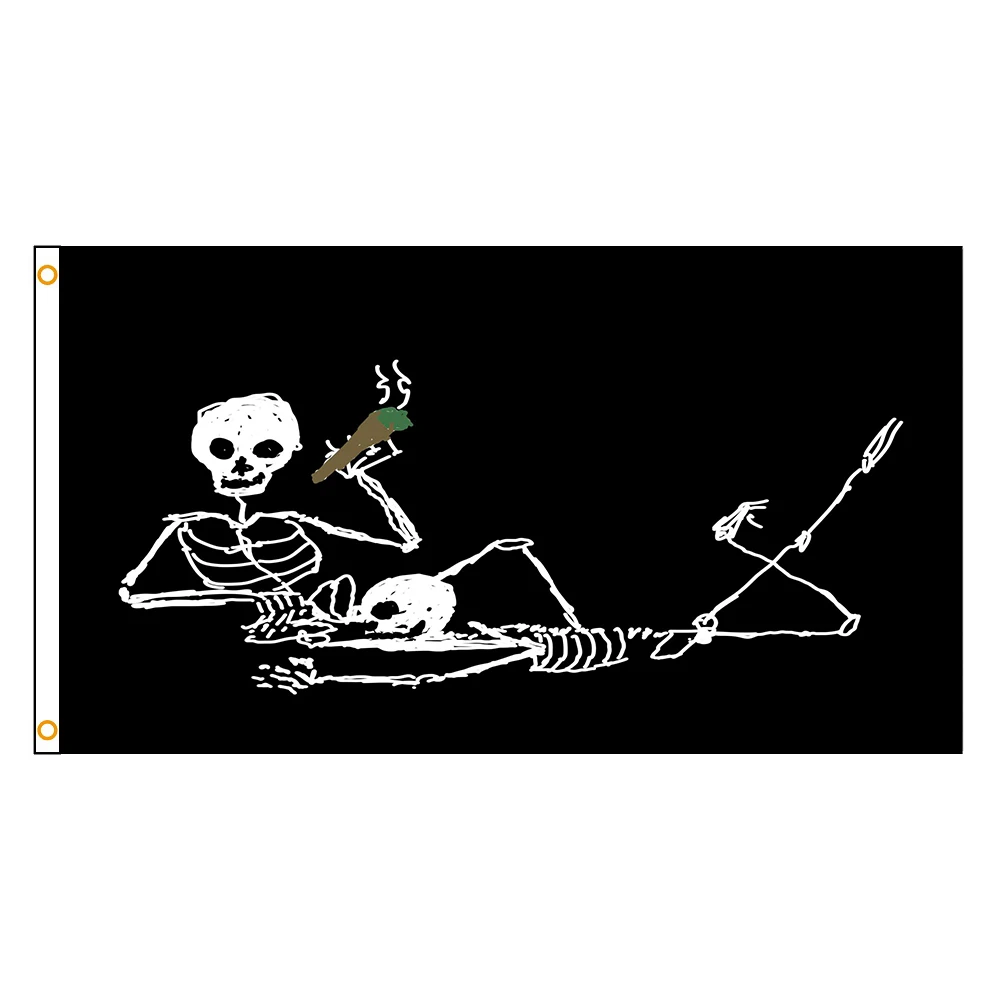 

Пират 90x150 см jolly roger Free smoke skeleton двойной флаг с прокладками баннер флаг для украшения