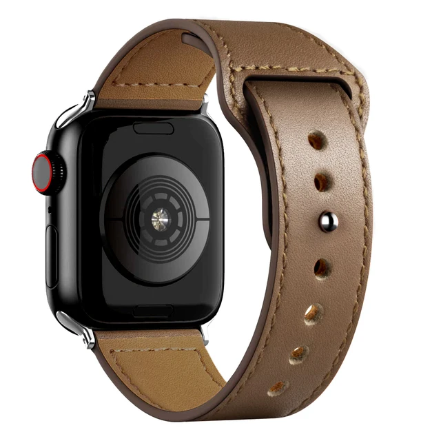 Leather strap For Apple watch band 44mm 40mm 42mm 38mm correa 44 mm wrist watchband Accessories bracelet iWatch serie 3 4 5 6 se 3 brown