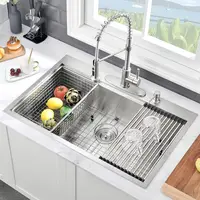 Stainless Steel Kitchen Sink 33x19 Drop In Workstation Sink 16 Gauge 10 Inch Dee 2