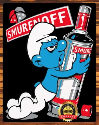 Smurfnoff-пародия Smirnoff-Юмор-Восстановленный-металлический знак
