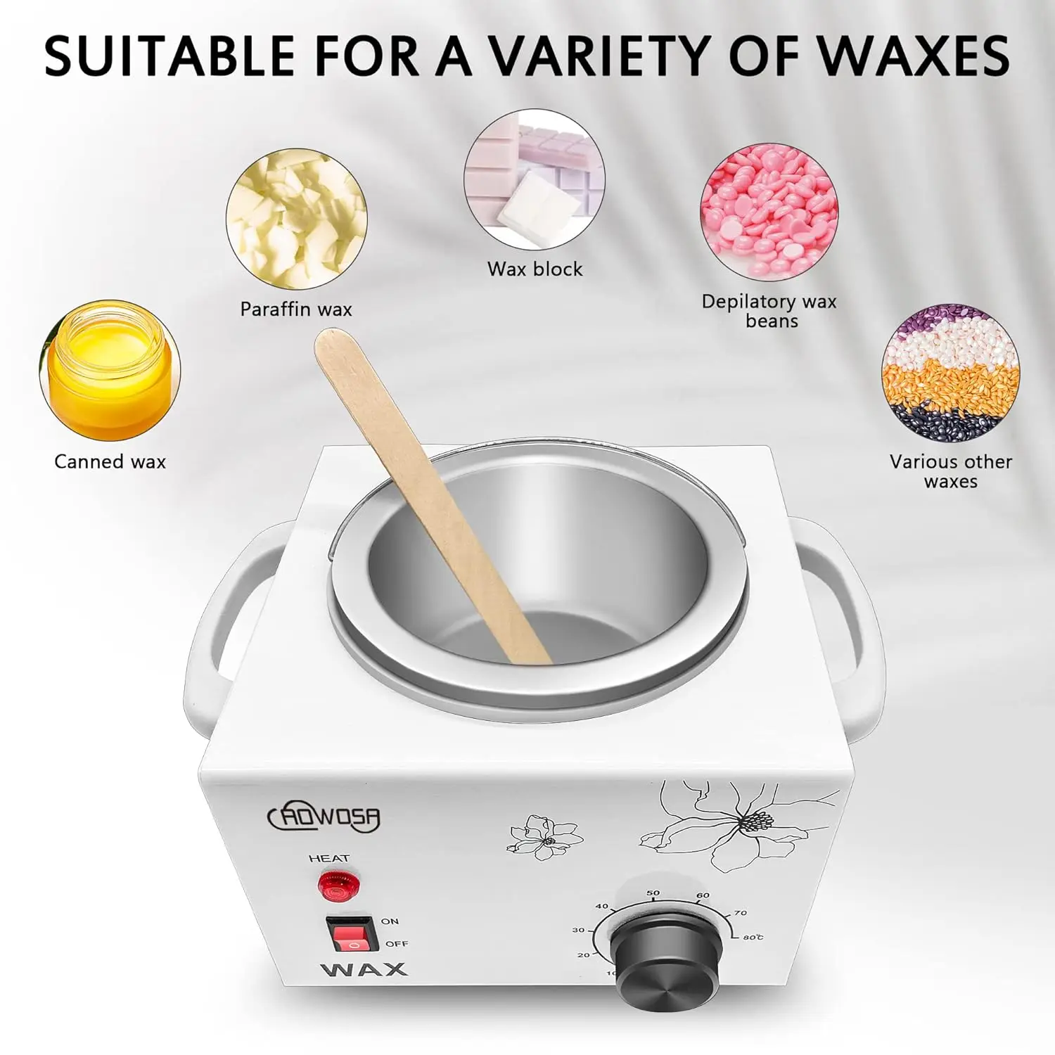 Electric Wax Heater Machine for Hair Removal, Large Wax Pot Paraffin Facial Skin Body SPA Salon E