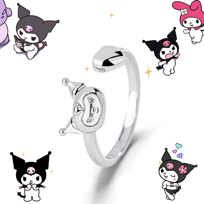 

Kawaii Sanrio Kuromi Кольцо Милая мультяшная Девочка мягкое кольцо для сестры ювелирные изделия двойное искусственное кольцо подарок для друга