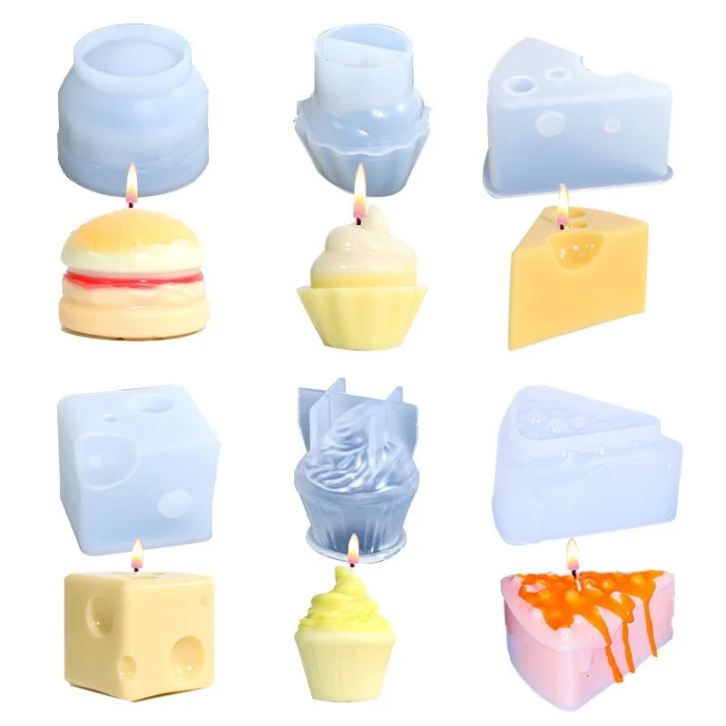 

Cake Candle Silicone Mold Creative DIY Dessert Cheese Ice Cream Aromatherapy Soap Plaster Epoxy Resin Molds Christmas Home Decor
