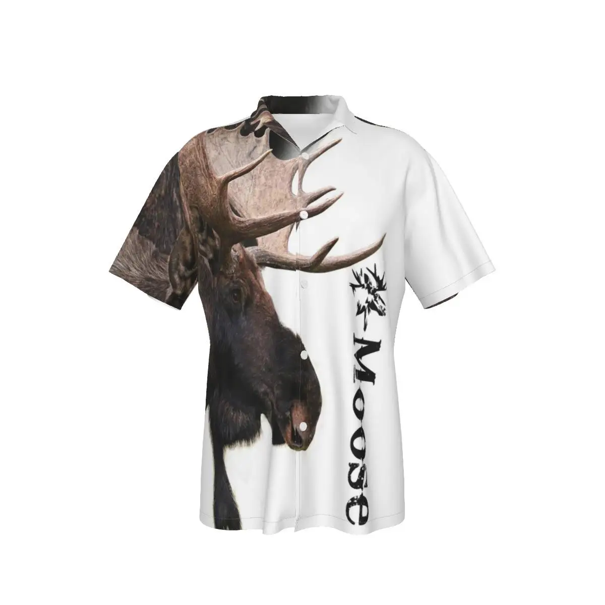 

Men's Casual Shirt Moose Print Cool Beach Short Sleeve Summer Casual Button Up Patchwork Tops 3D Shirts
